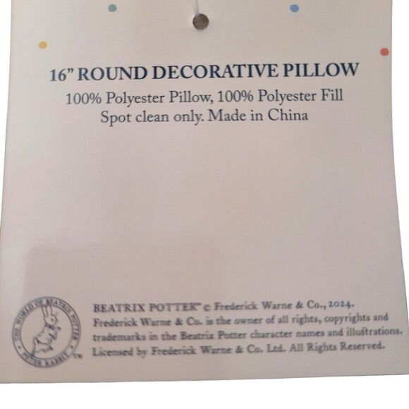 Peter Rabbit Beatrix Potter 16 in round decorative pillow - Picture 7 of 7